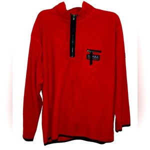 VTG 90s Tommy Hilfiger 1/4 Quarter Zip Mens Small Red Fleece Pullover Sweater